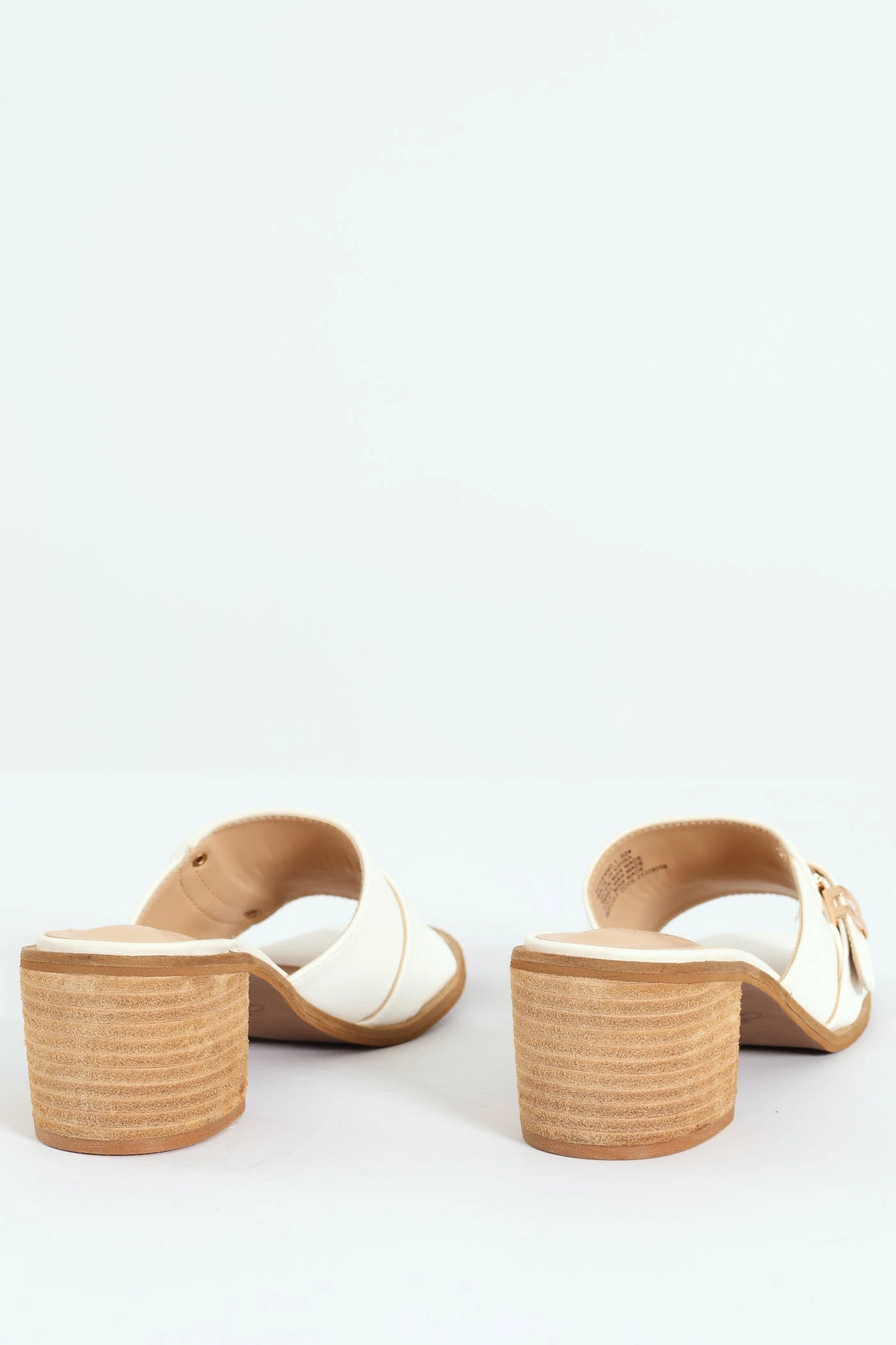 Buckle Push In Mule Block Heel - White