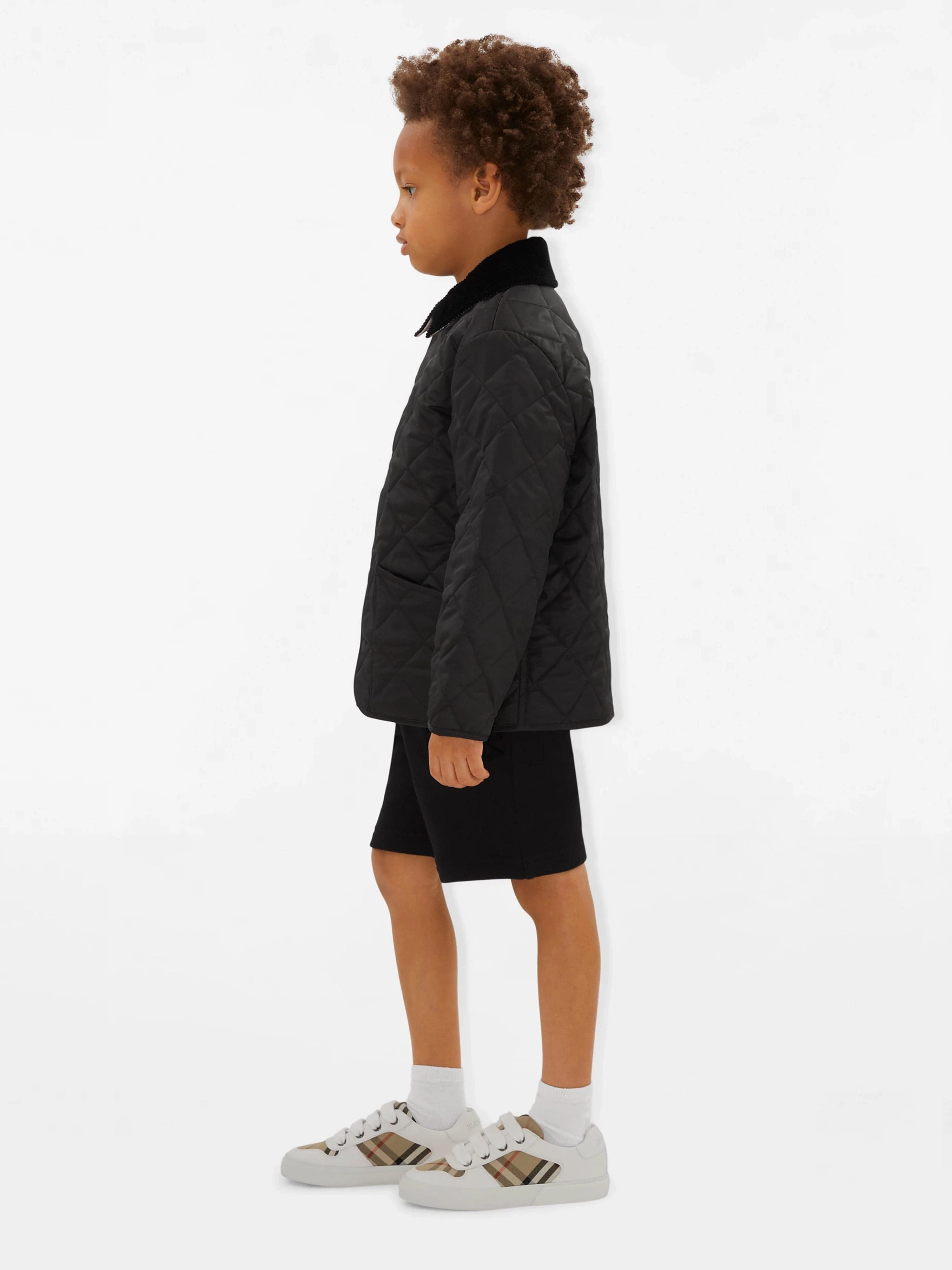 Burberry Kids Noah Check Strap Trainers in White