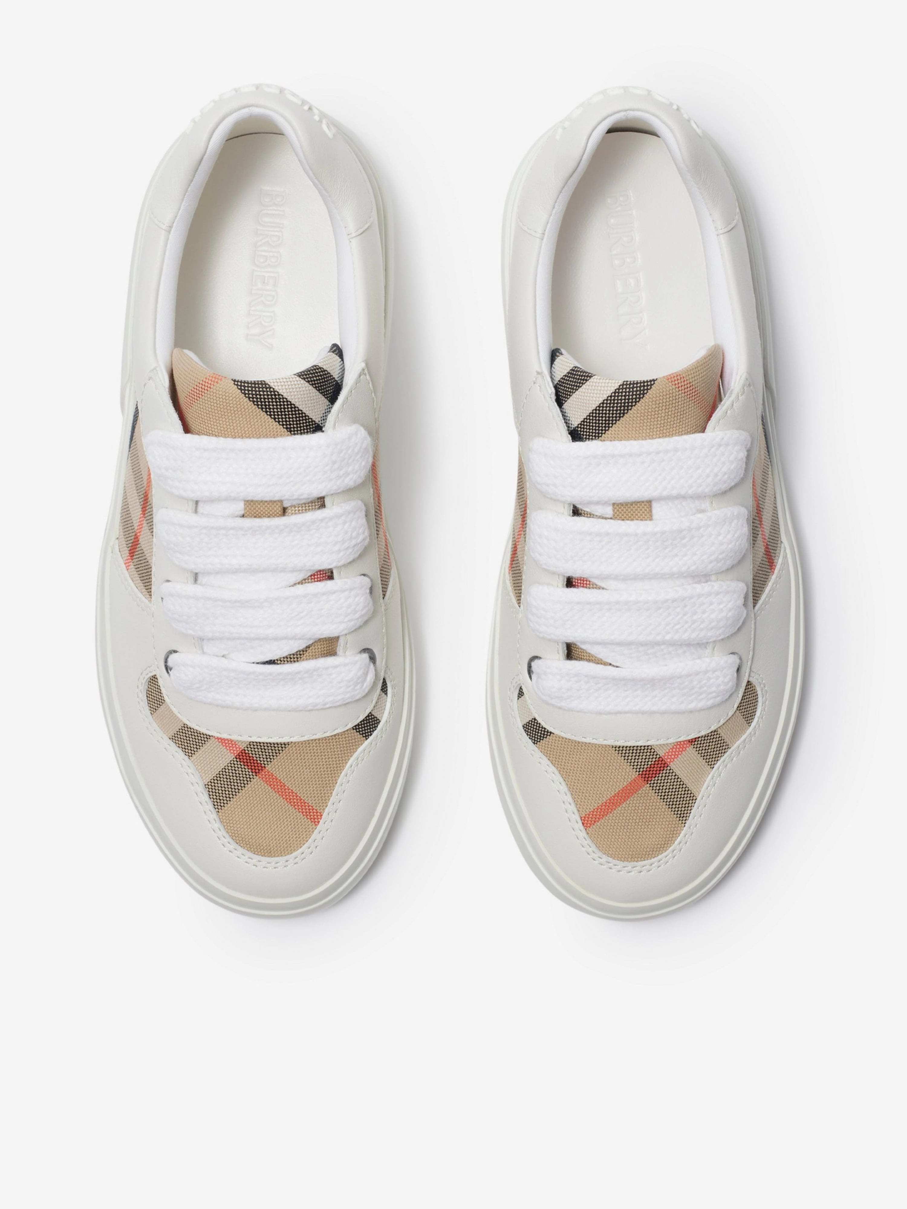 Burberry Kids Noah Check Strap Trainers in White