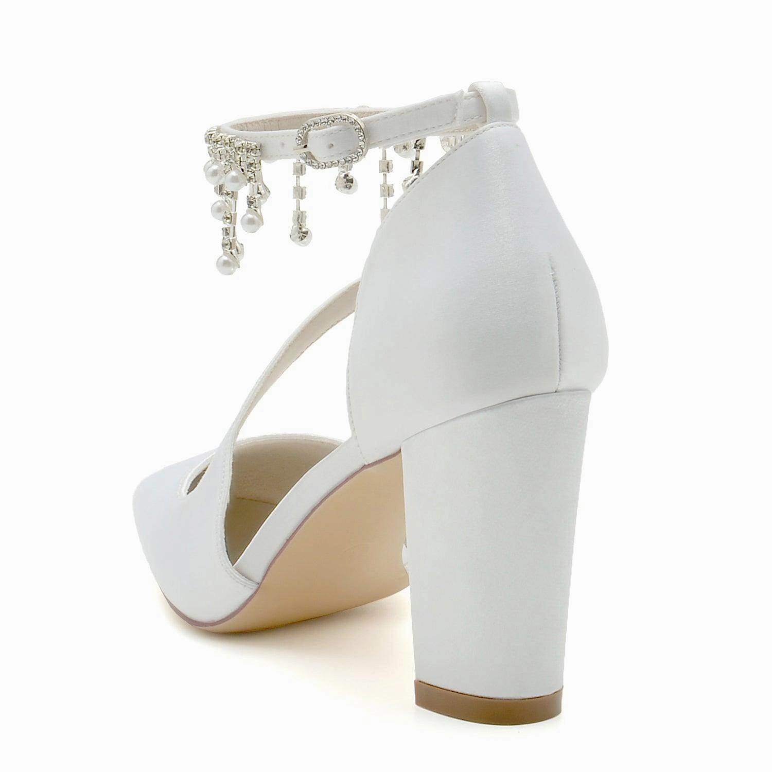 Chunky Heel 8.5cm Silk-Like Shoes CK0185