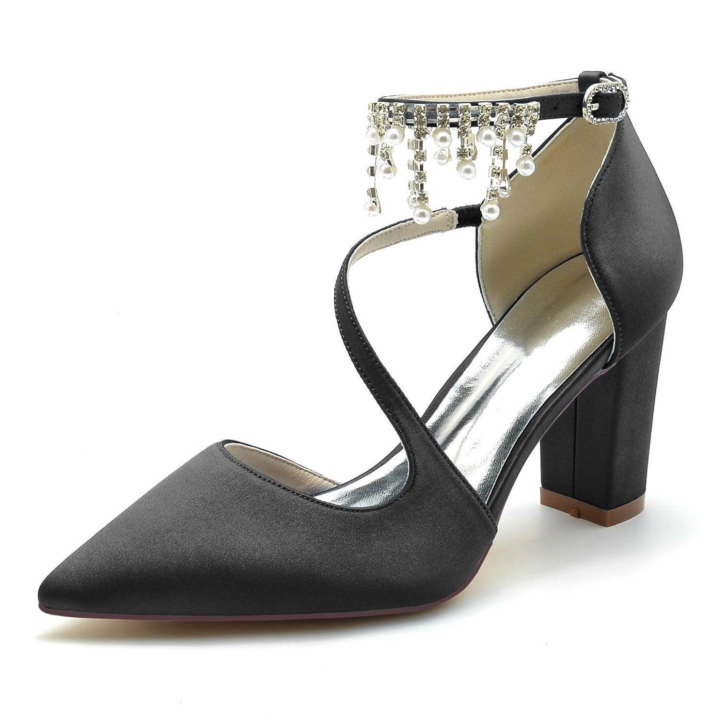 Chunky Heel 8.5cm Silk-Like Shoes CK0185