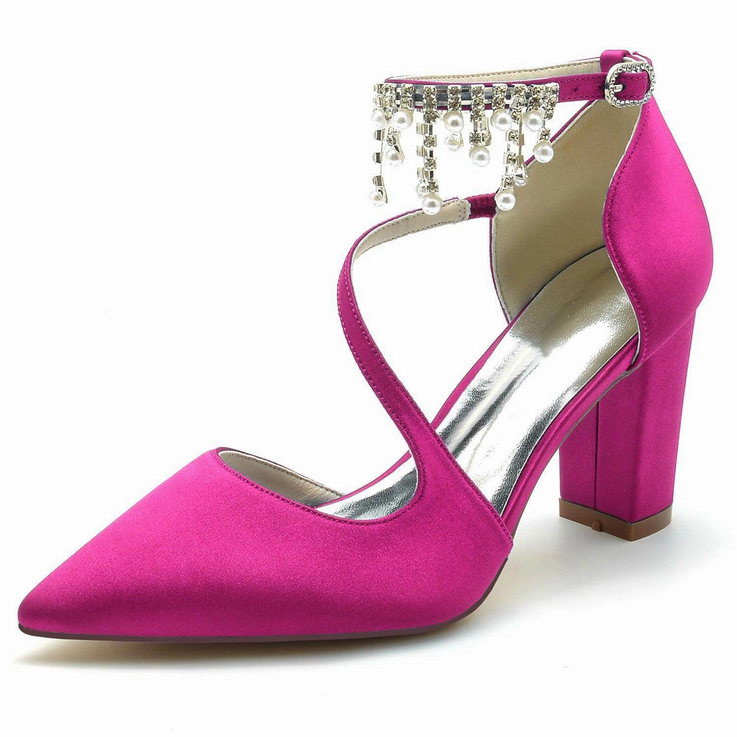 Chunky Heel 8.5cm Silk-Like Shoes CK0185