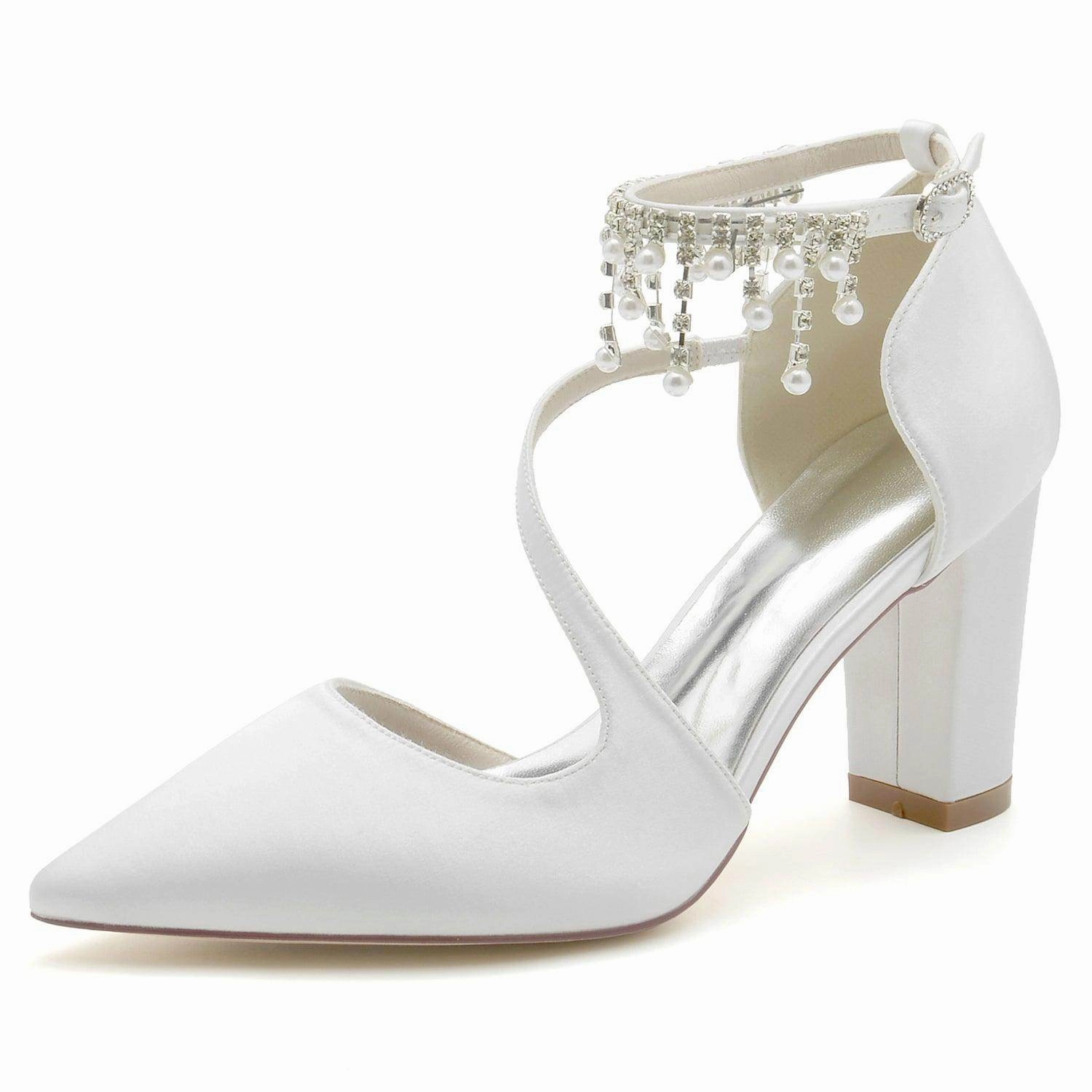 Chunky Heel 8.5cm Silk-Like Shoes CK0185