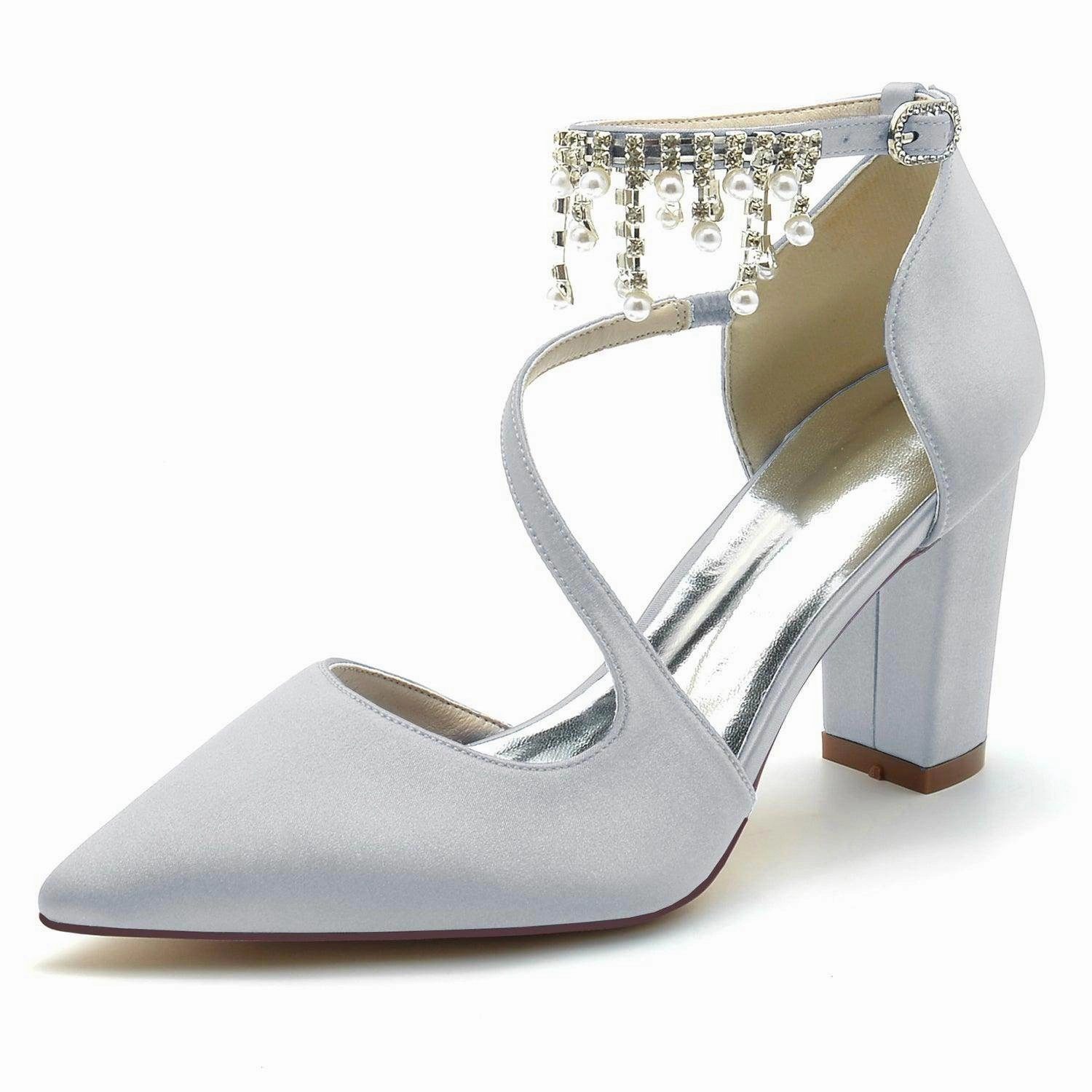Chunky Heel 8.5cm Silk-Like Shoes CK0185