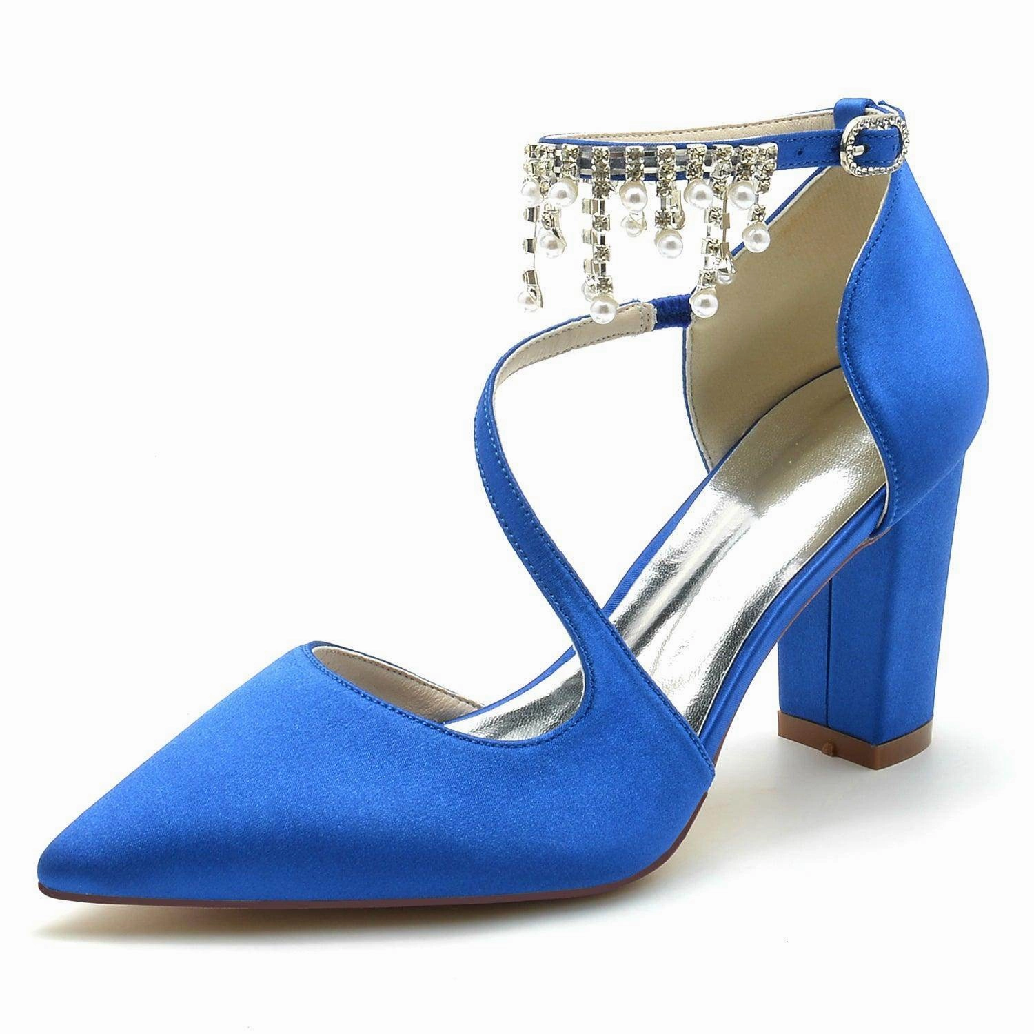 Chunky Heel 8.5cm Silk-Like Shoes CK0185