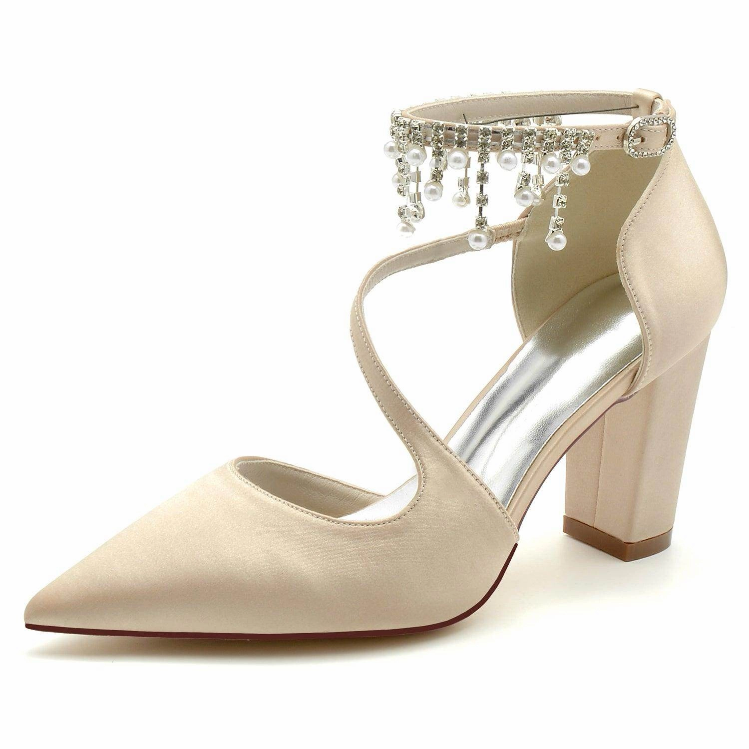 Chunky Heel 8.5cm Silk-Like Shoes CK0185