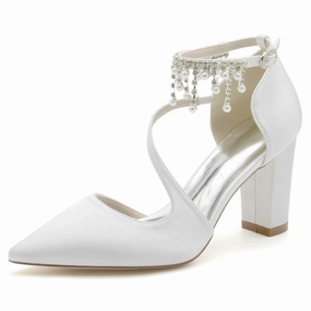 Chunky Heel 8.5cm Silk-Like Shoes CK0185