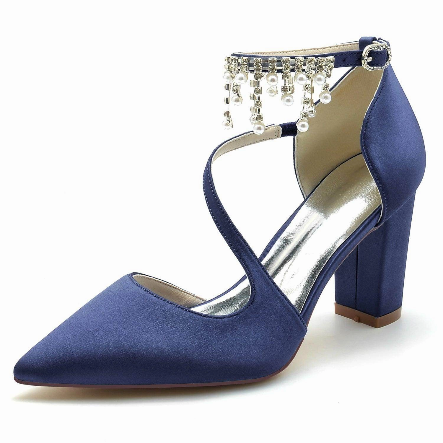Chunky Heel 8.5cm Silk-Like Shoes CK0185
