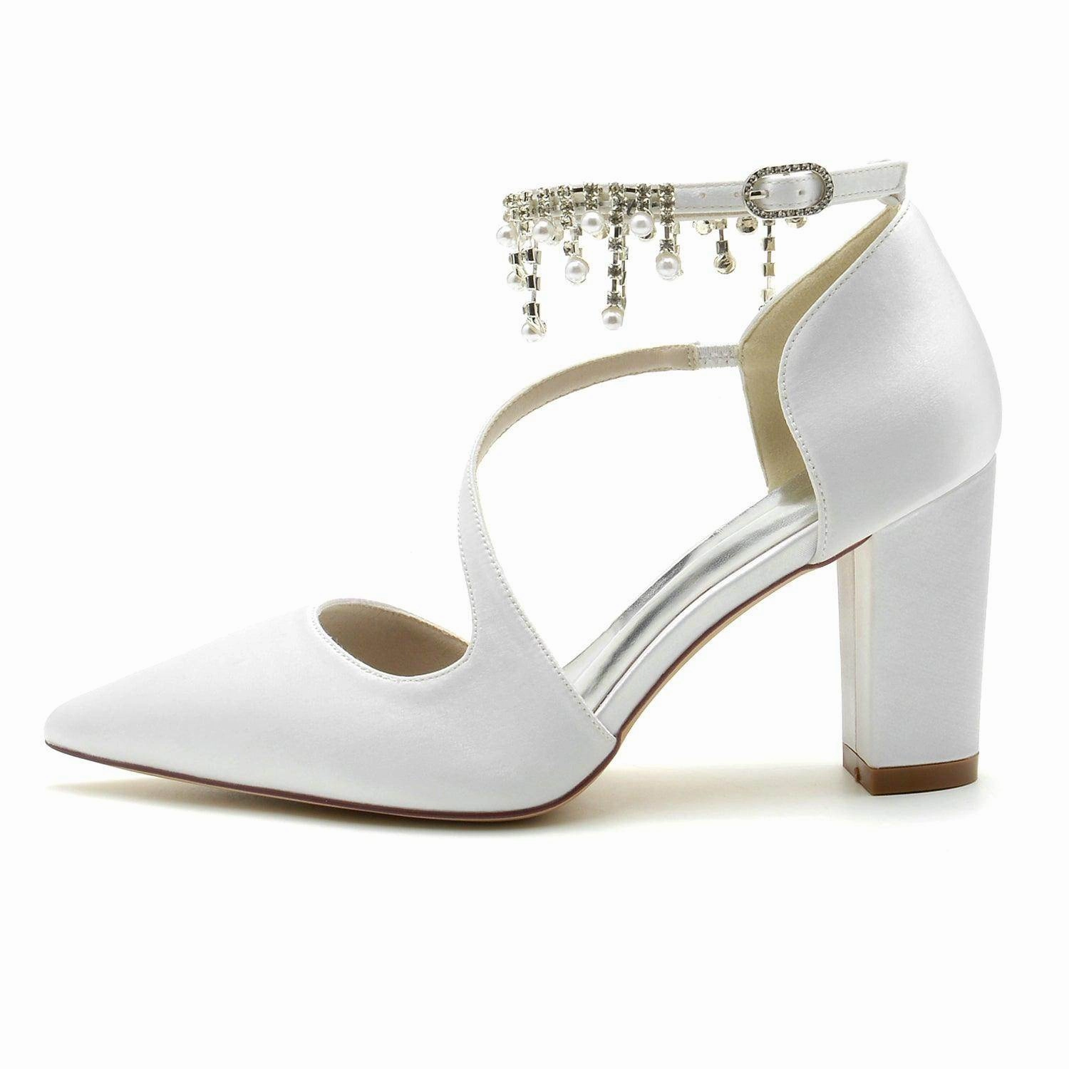 Chunky Heel 8.5cm Silk-Like Shoes CK0185