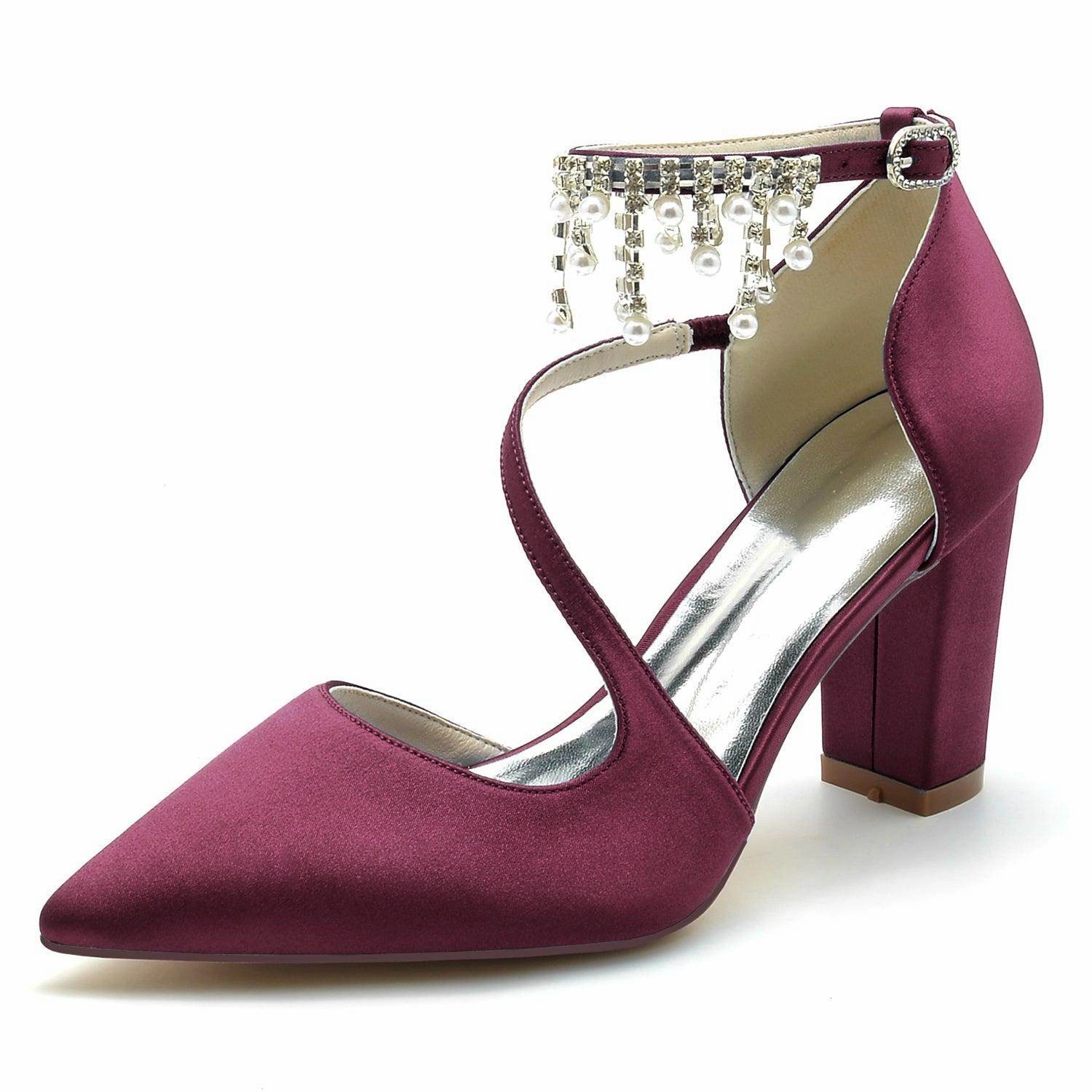 Chunky Heel 8.5cm Silk-Like Shoes CK0185