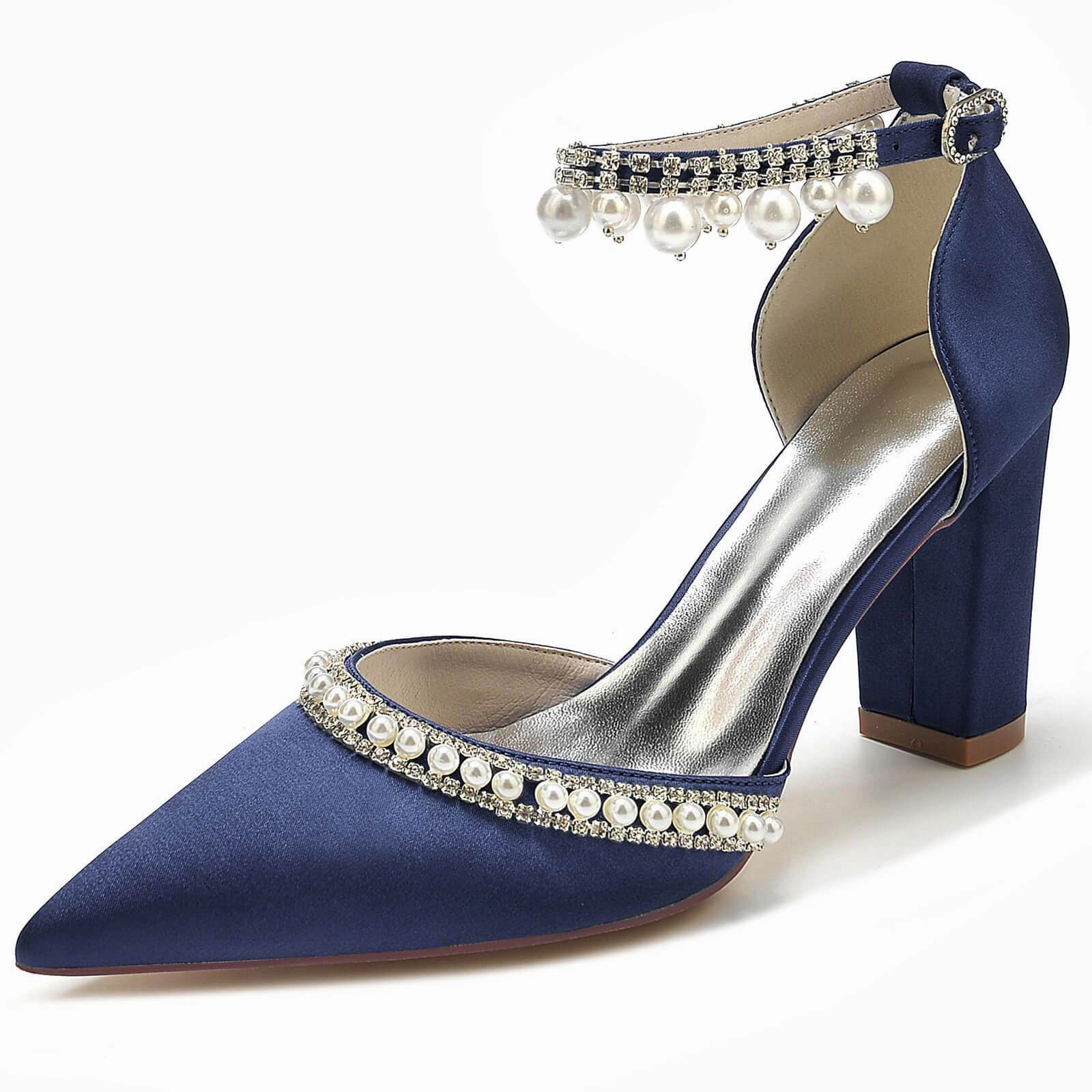 Chunky Heel 8.5cm Silk-Like Shoes CK0190