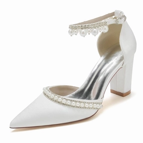 Chunky Heel 8.5cm Silk-Like Shoes CK0190