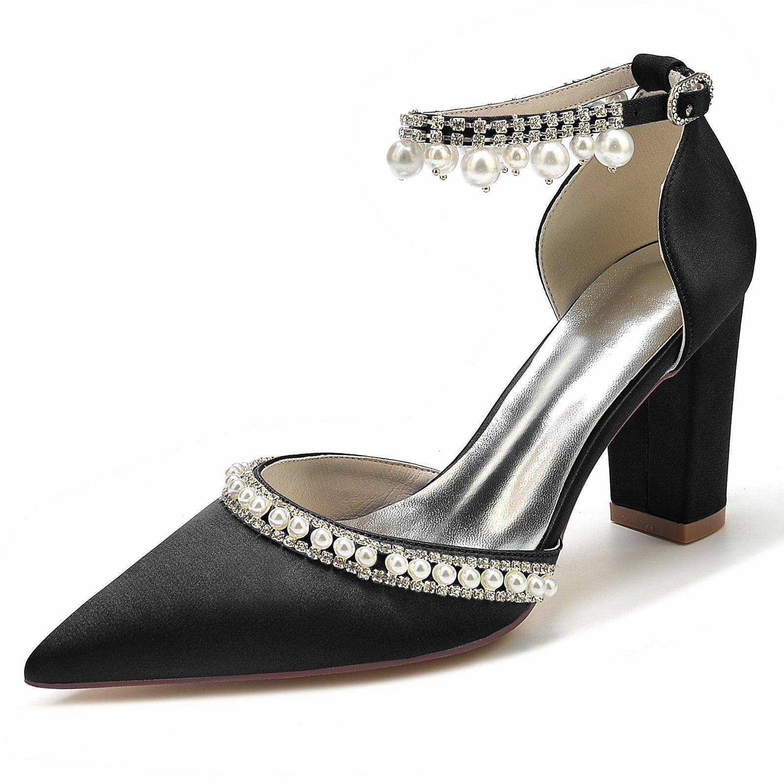 Chunky Heel 8.5cm Silk-Like Shoes CK0190