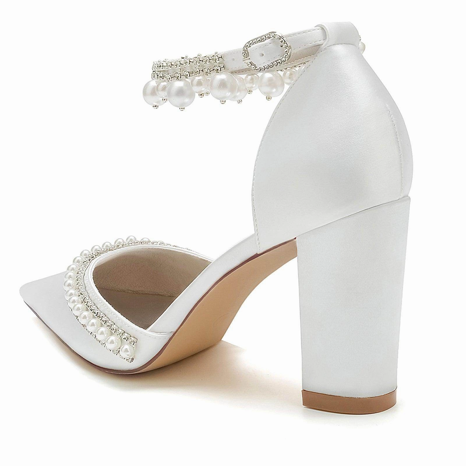 Chunky Heel 8.5cm Silk-Like Shoes CK0190