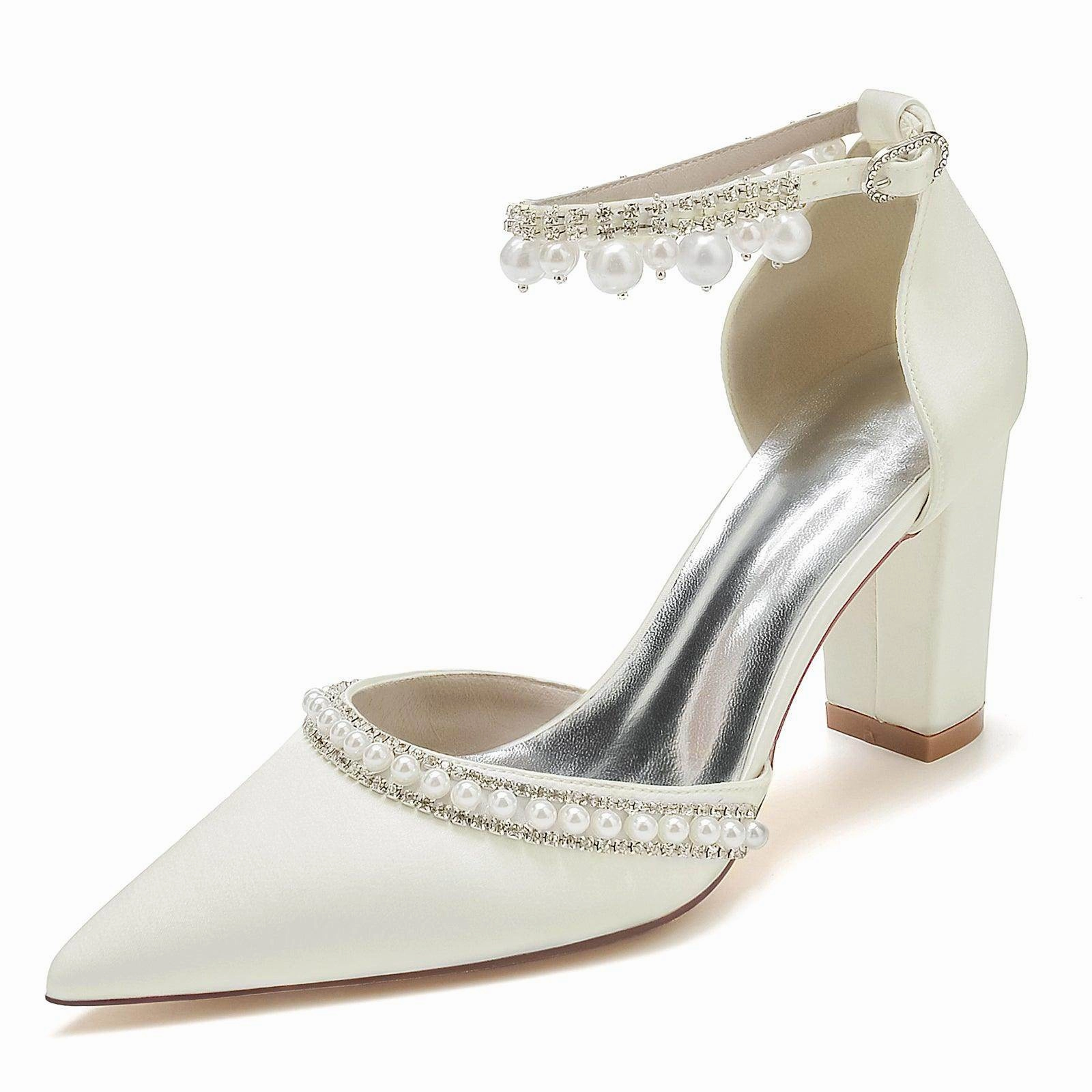 Chunky Heel 8.5cm Silk-Like Shoes CK0190