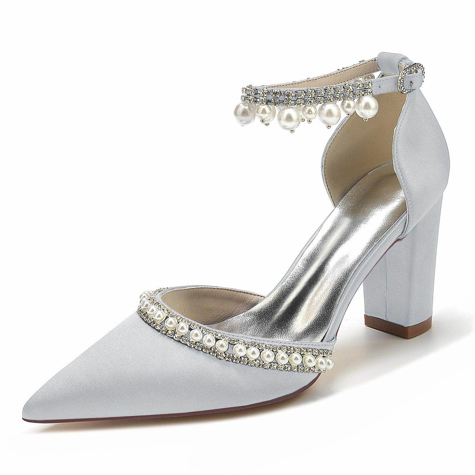 Chunky Heel 8.5cm Silk-Like Shoes CK0190