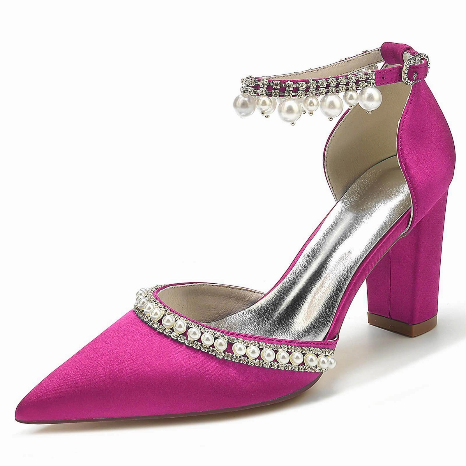 Chunky Heel 8.5cm Silk-Like Shoes CK0190
