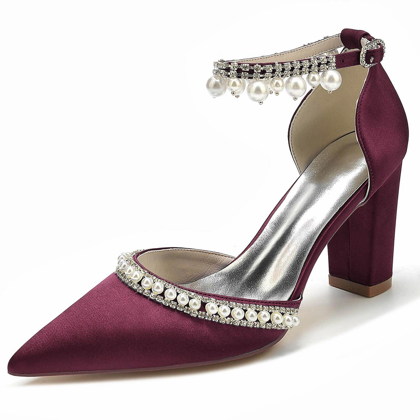 Chunky Heel 8.5cm Silk-Like Shoes CK0190