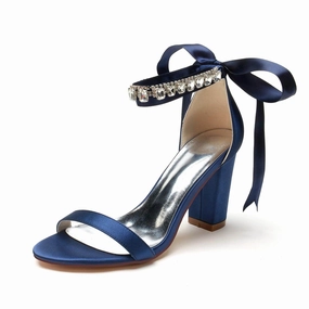 Chunky Heel 8.5cm Silk-Like Shoes CK0356