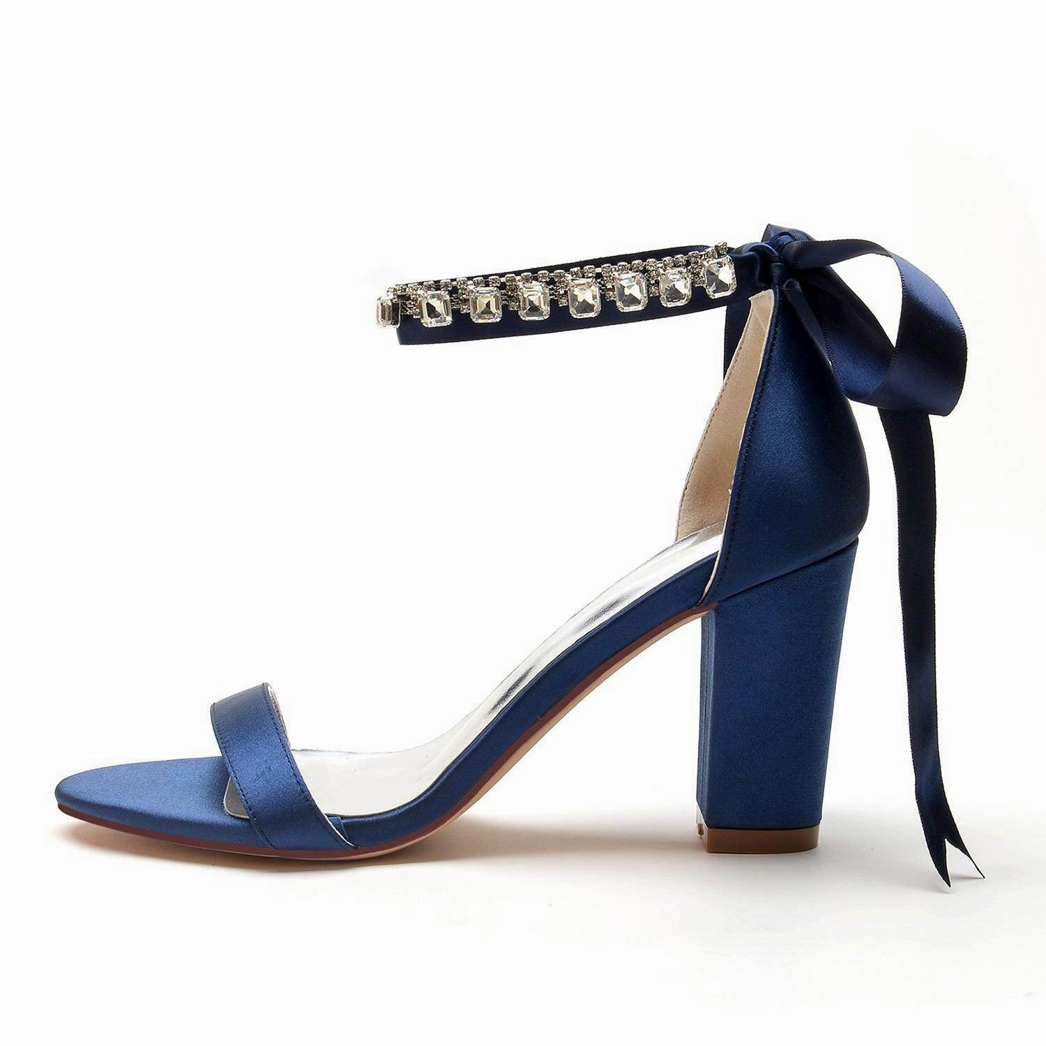 Chunky Heel 8.5cm Silk-Like Shoes CK0356