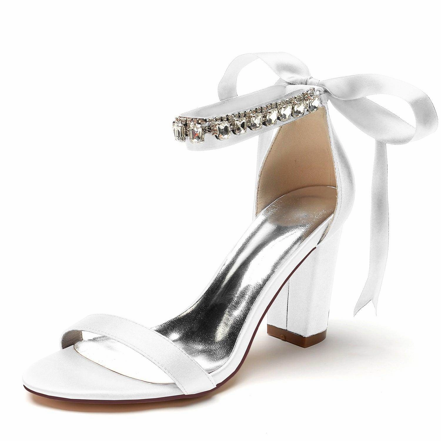 Chunky Heel 8.5cm Silk-Like Shoes CK0356