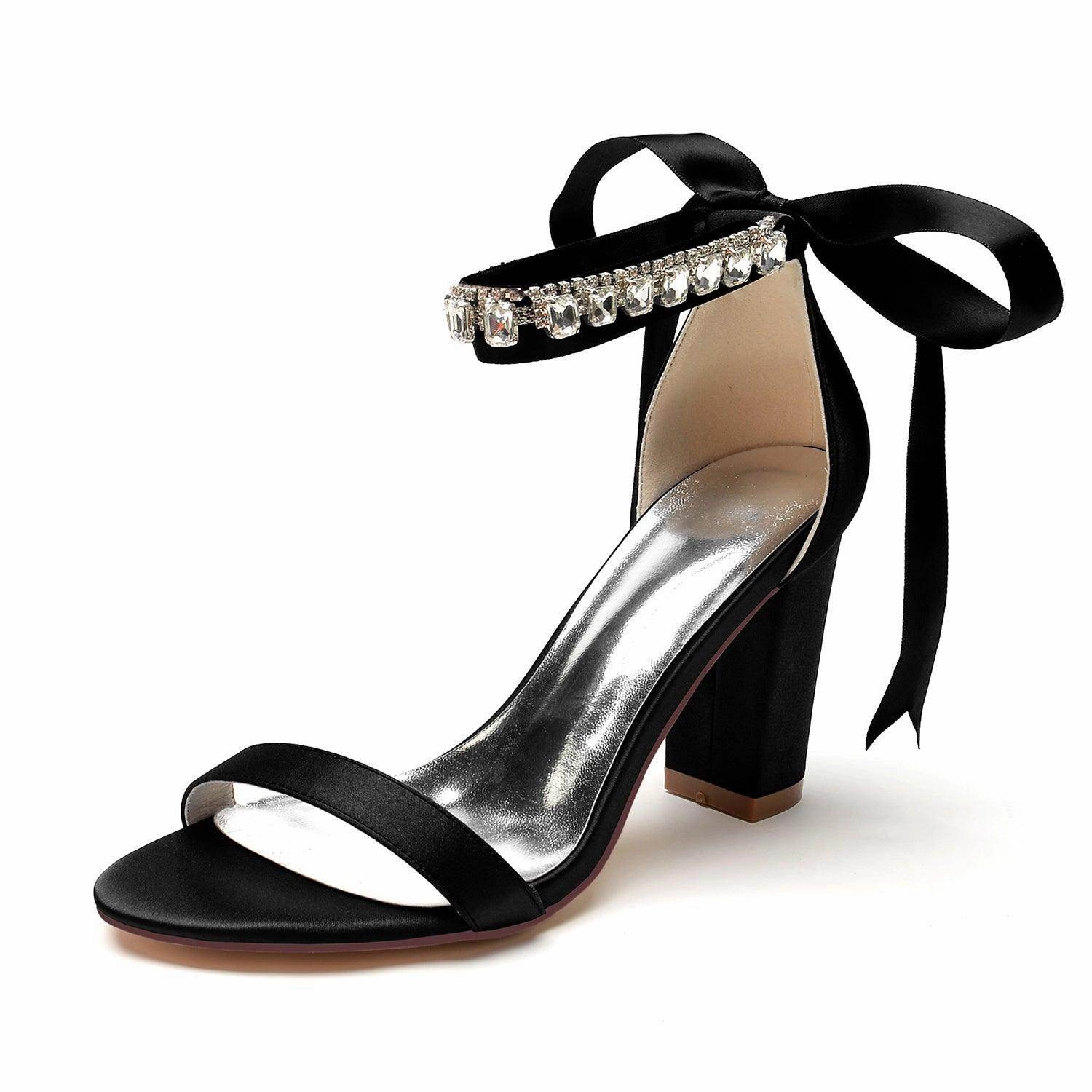 Chunky Heel 8.5cm Silk-Like Shoes CK0356