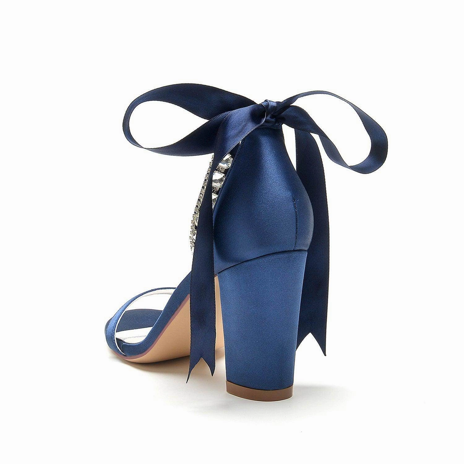 Chunky Heel 8.5cm Silk-Like Shoes CK0356