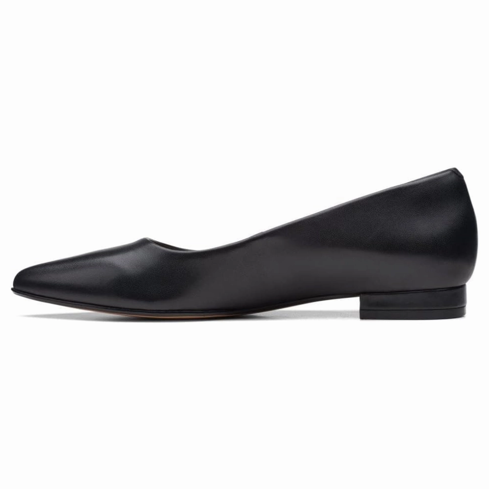 Clarks Laina15 Step Black Leather Flat (Women's)