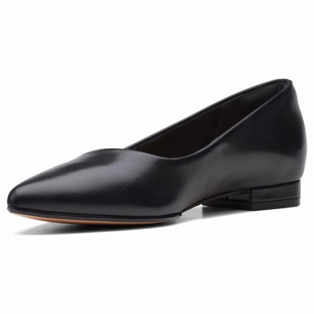 Clarks Laina15 Step Black Leather Flat (Women's)