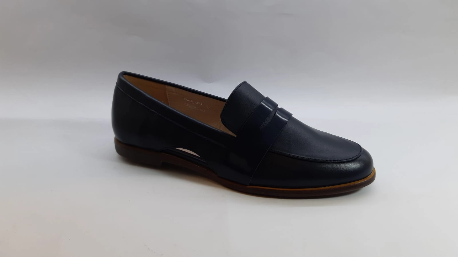 Daniel Engel Navy Blue Leather Slip-on Flats
