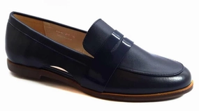 Daniel Engel Navy Blue Leather Slip-on Flats