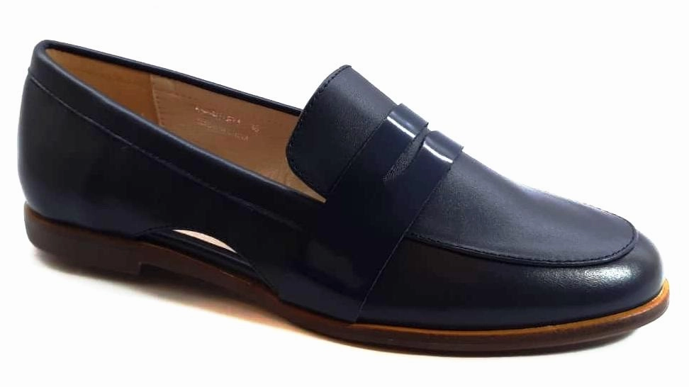Daniel Engel Navy Blue Leather Slip-on Flats