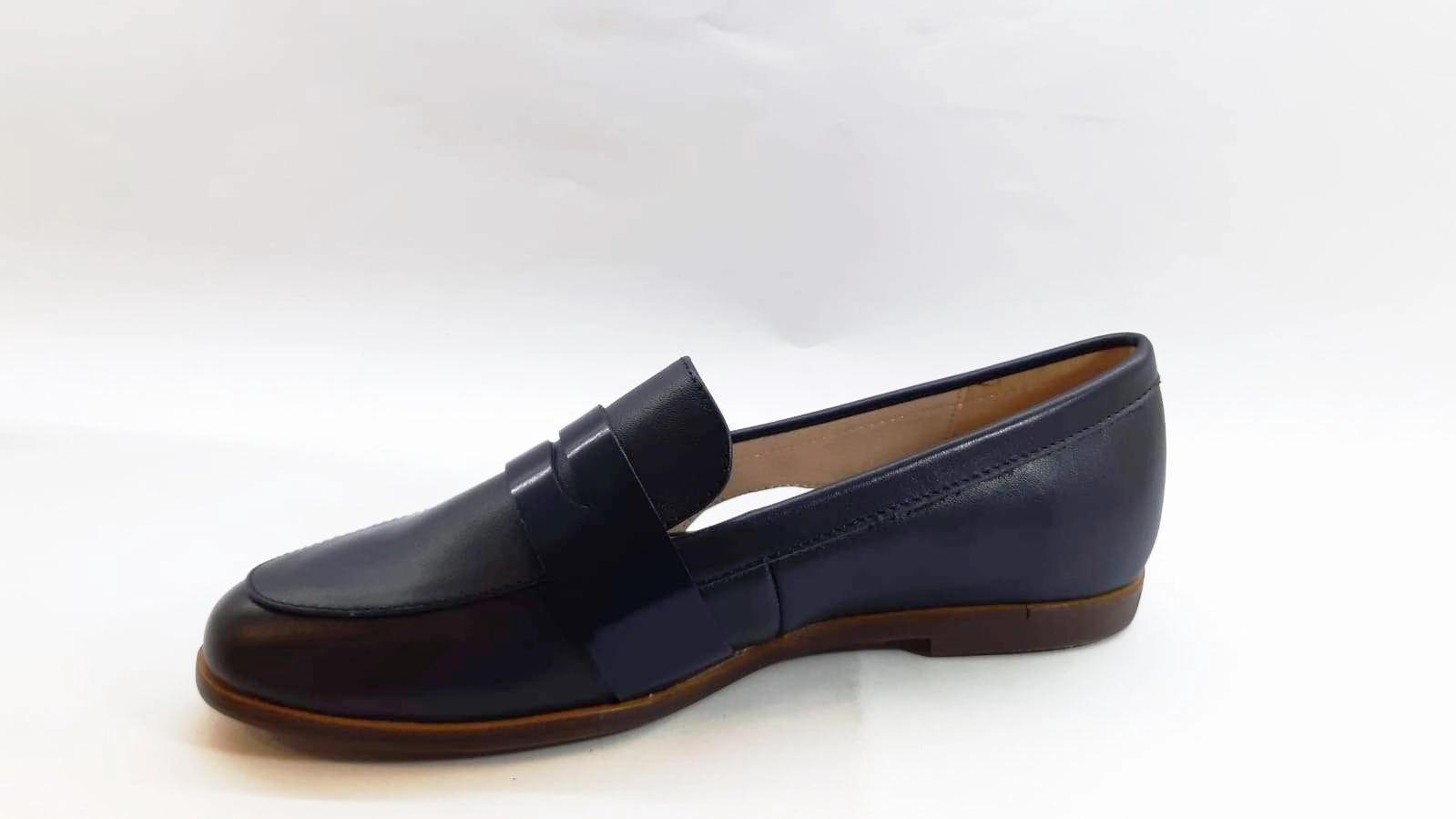 Daniel Engel Navy Blue Leather Slip-on Flats