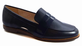 Daniel Engel Navy Blue Leather Slip-on Flats