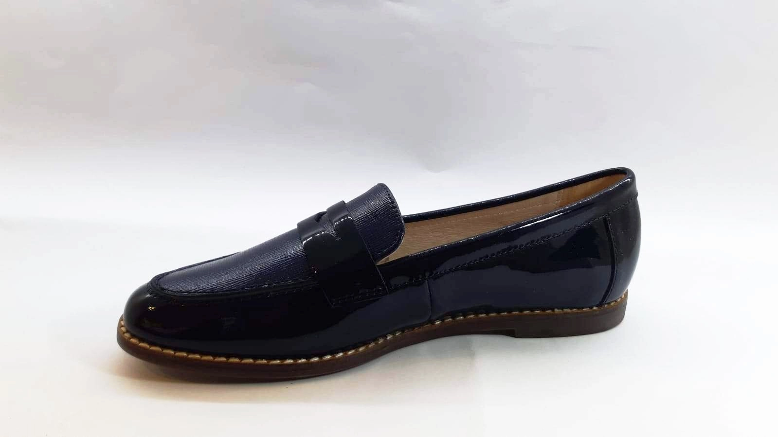 Daniel Engel Navy Blue Patent Slip-on Flats