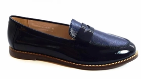 Daniel Engel Navy Blue Patent Slip-on Flats