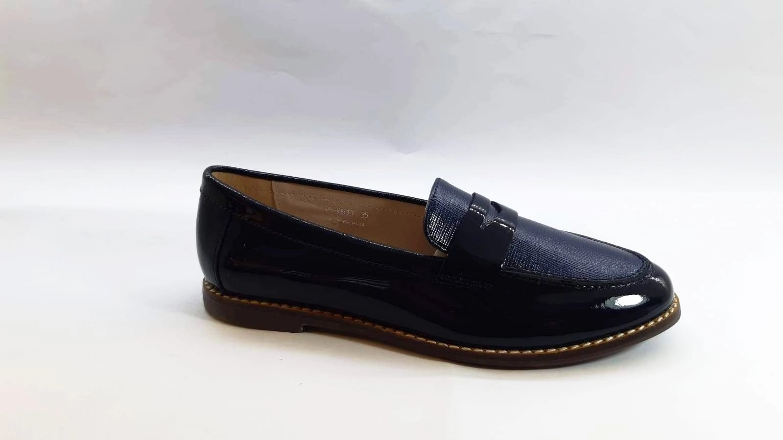 Daniel Engel Navy Blue Patent Slip-on Flats