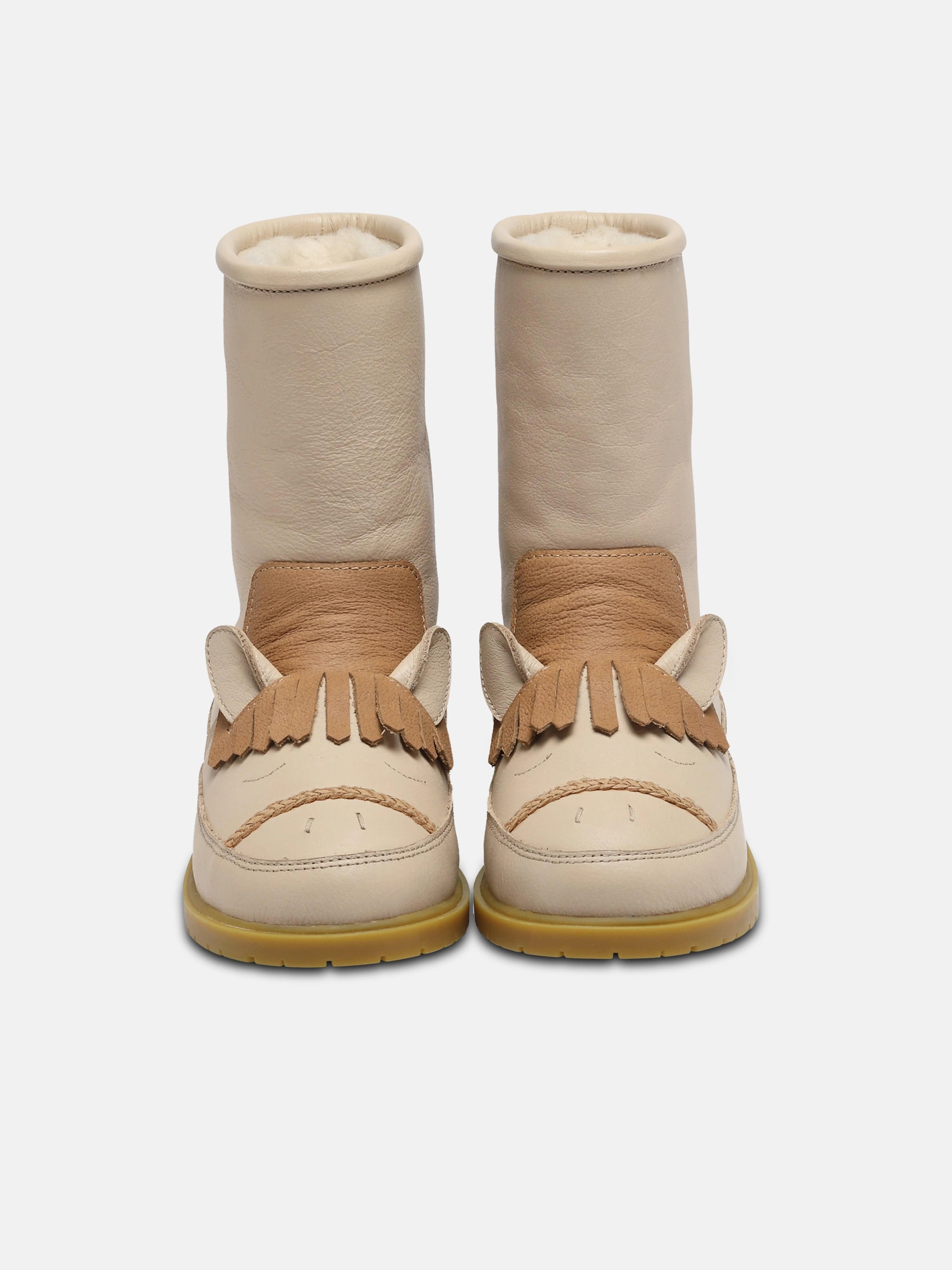 Donsje Girls Wadudu Special Horse Boots in Ivory