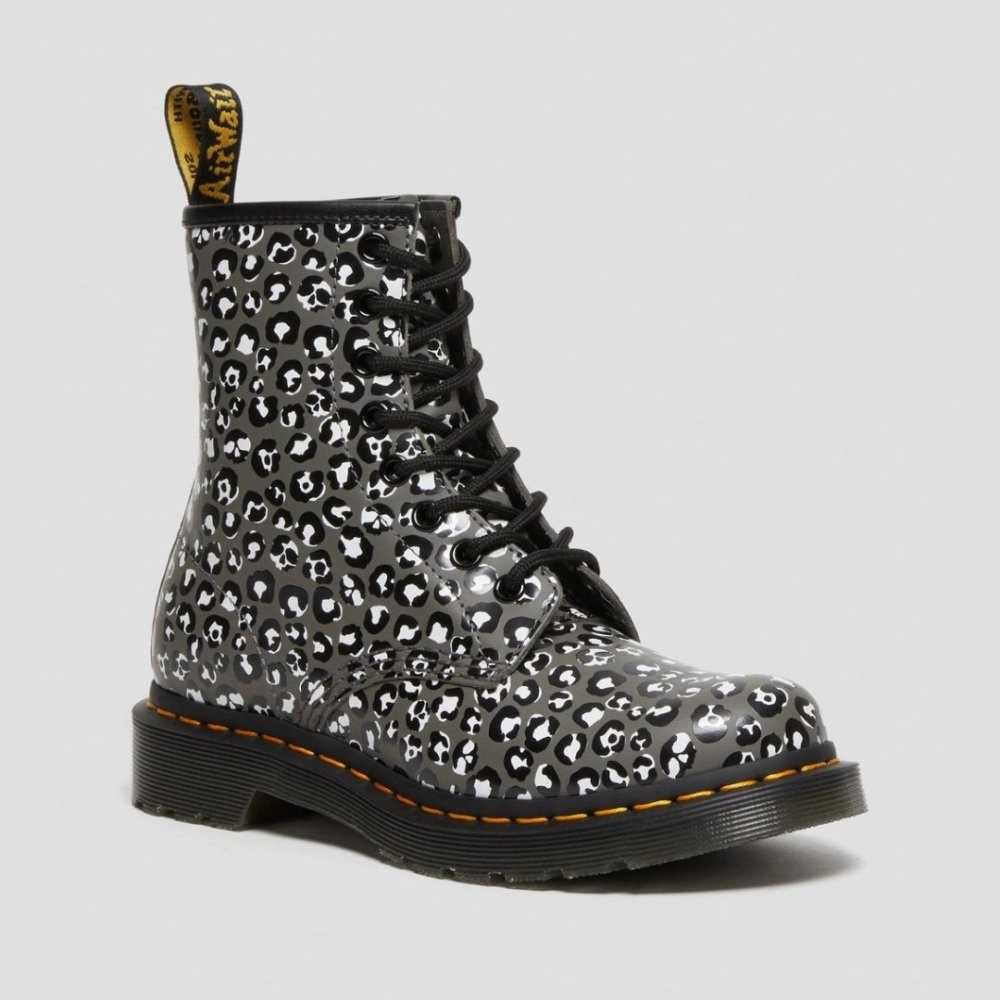 Dr. Martens Women's 1460 Leopard - Gunmetal