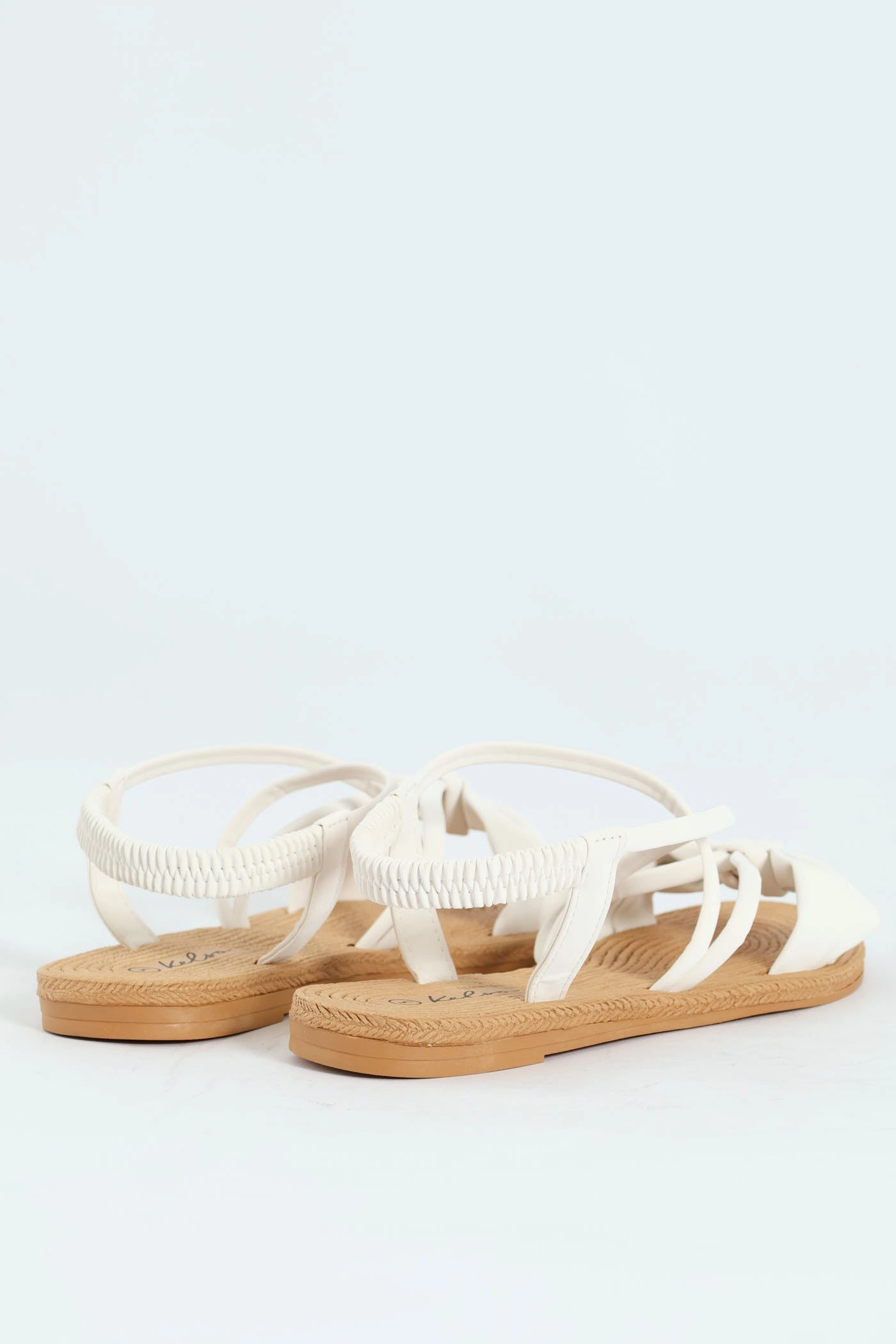 Elasticated Bow Slingback Sandal - Off White