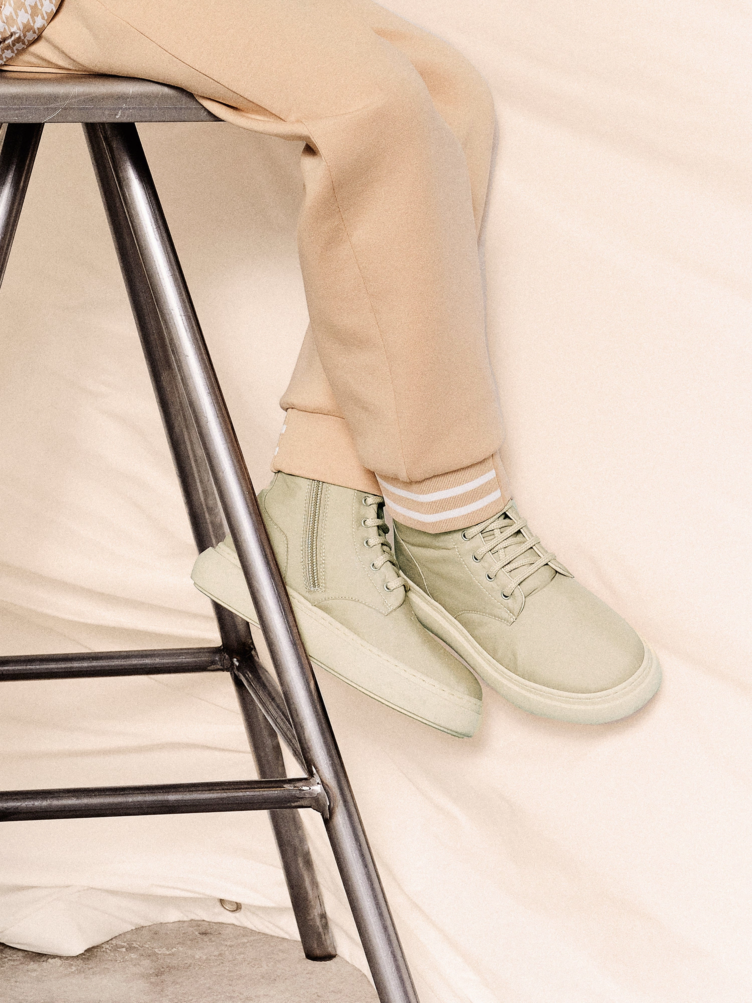 Emporio Armani Boys Lace Up Boots in Beige