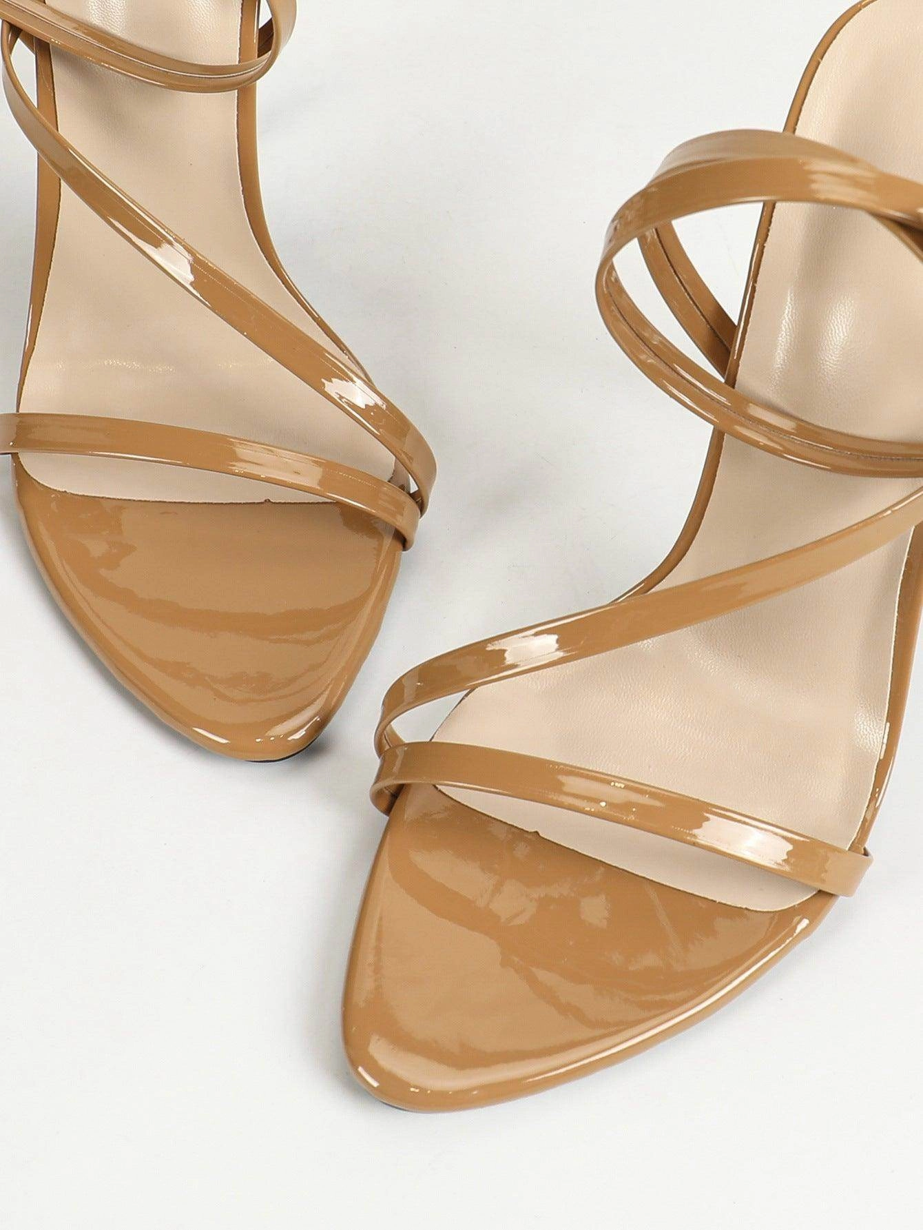 Faux Leather Ankle Strap Pointy Stiletto  Heels  818162082641
