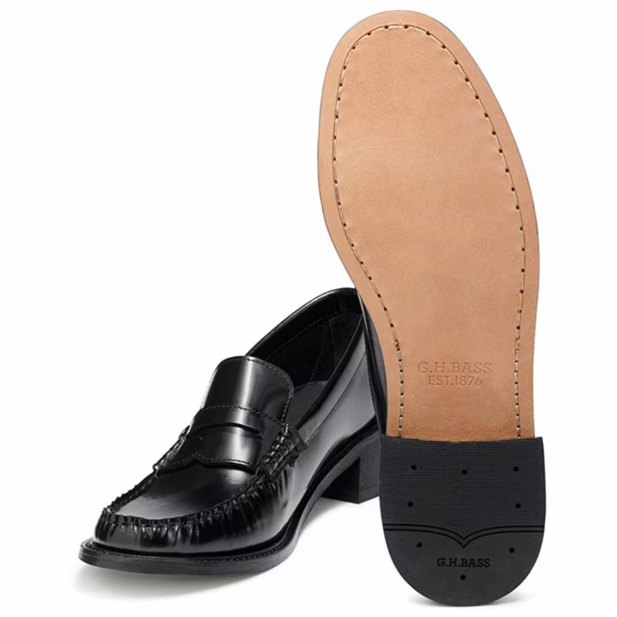 G.H. Bass Women's Whitney Heel Loafer Black Leather