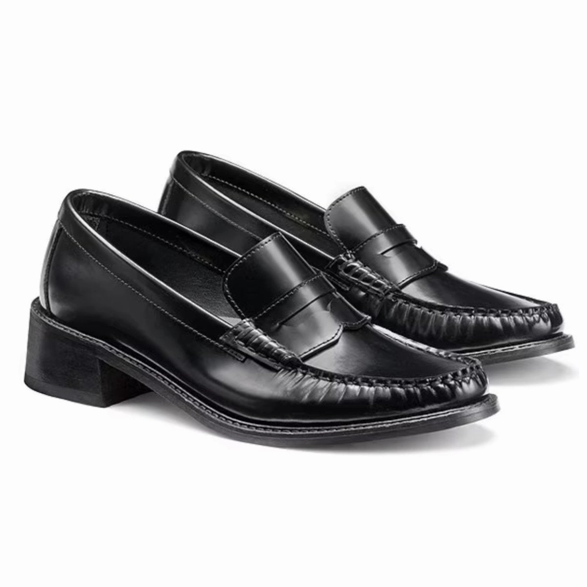 G.H. Bass Women's Whitney Heel Loafer Black Leather