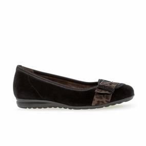 Gabor Women's 52.626.67 Buckle Ballet Flat - Black w/Mini Leopard