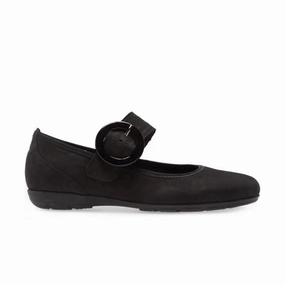 Gabor Women's 54.168.17 Mary Jane Buckle Flat - Black Nubuck