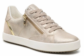 Geox Blomiee Light Gold Side Zipper Sneakers