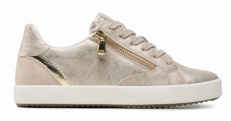 Geox Blomiee Light Gold Side Zipper Sneakers