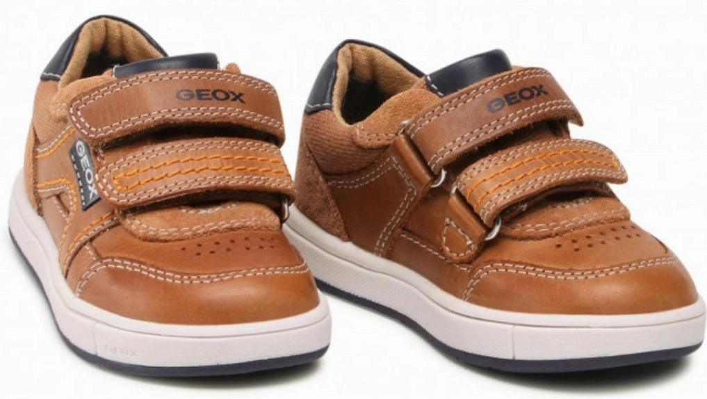 Geox Caramel Navy Double Velcro Sneakers