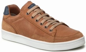 Geox DJ Rock Cognac Navy Lace Design Zipper Sneakers